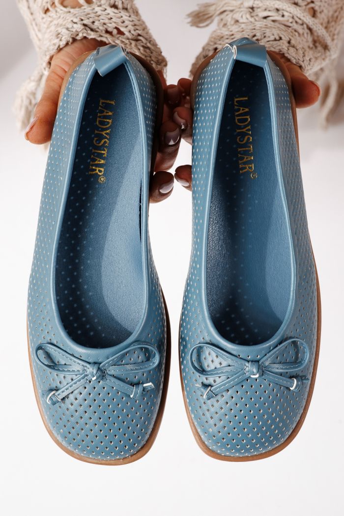 Női balettcipők kék öko bőrből készült Brielle #24884