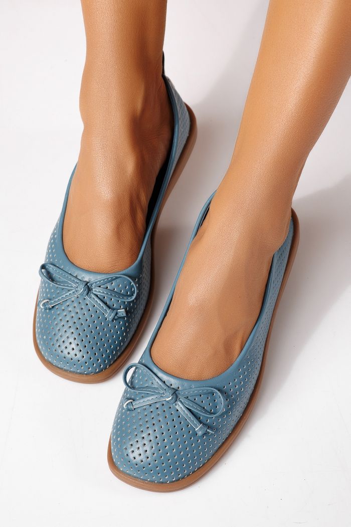 Női balettcipők kék öko bőrből készült Brielle #24884