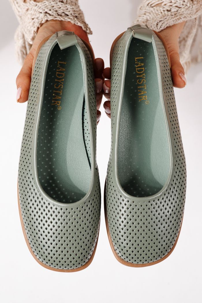 Női balettcipők zöldellő öko bőrből készült Amaya #24883