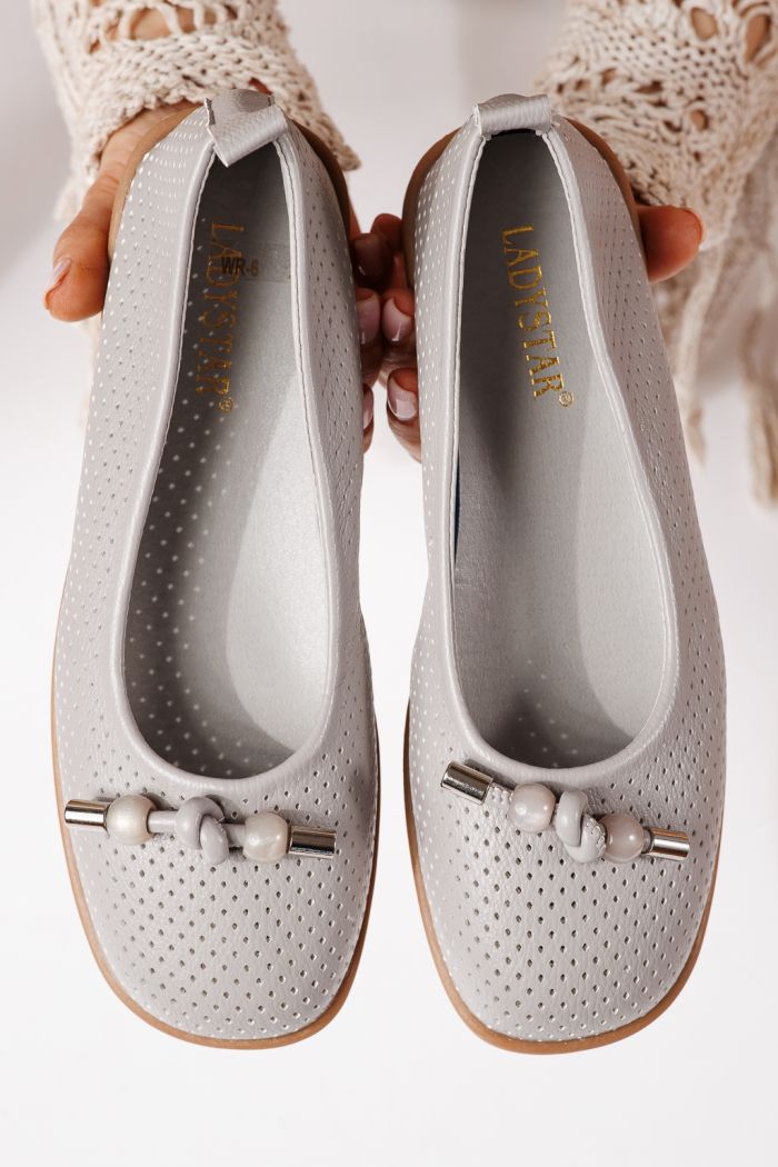 Női balettcipők szürke öko bőrből készült Aeliana #24871