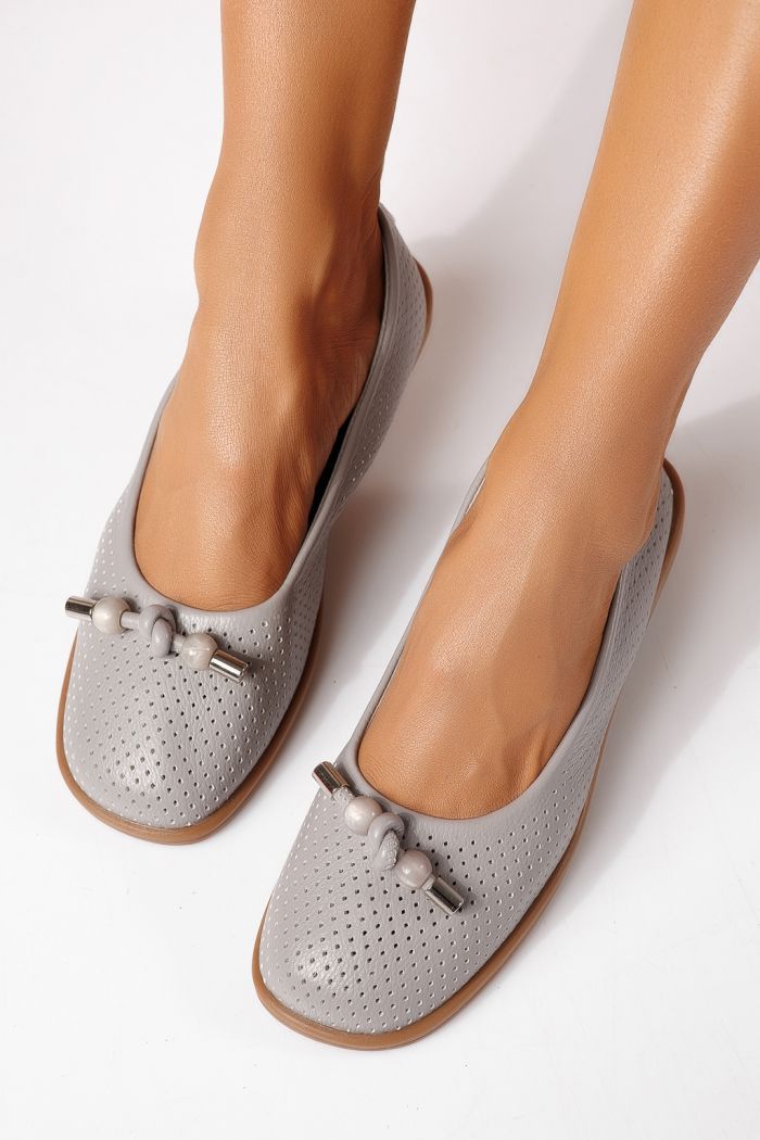 Női balettcipők szürke öko bőrből készült Aeliana #24871
