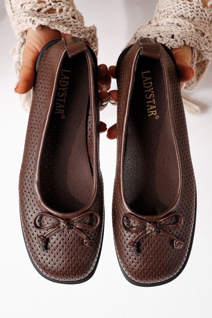 Női balettcipők barna öko bőrből készült Brielle #24885