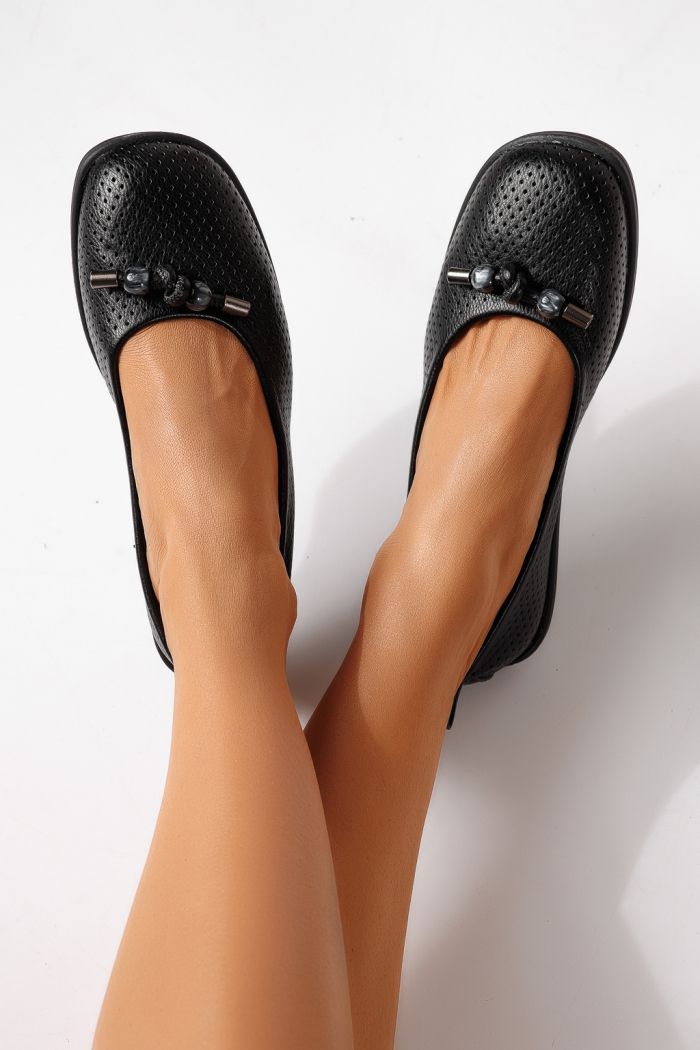 Női balettcipők fekete öko bőrből készült Aeliana #24872