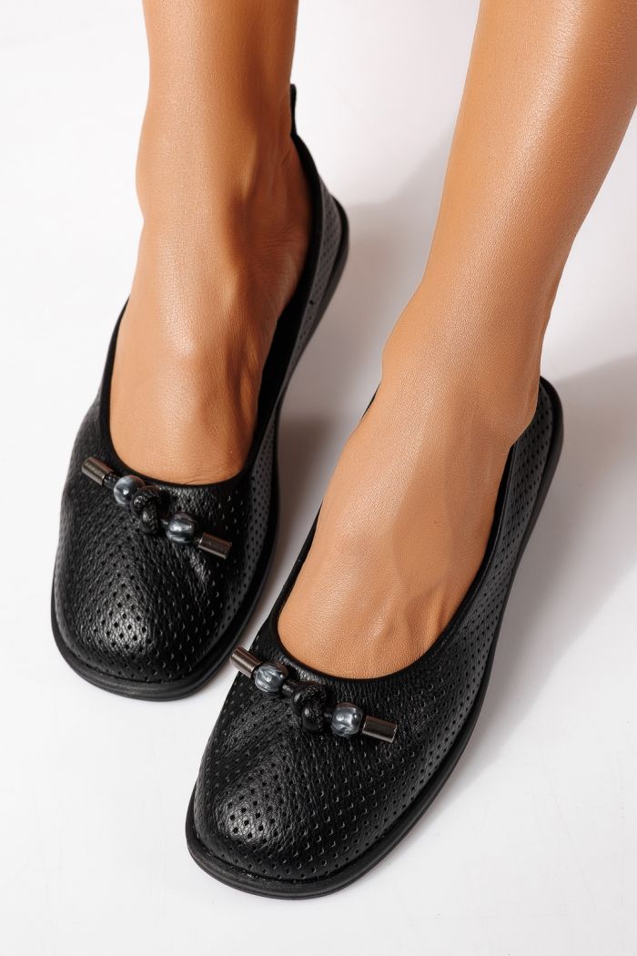 Női balettcipők fekete öko bőrből készült Aeliana #24872