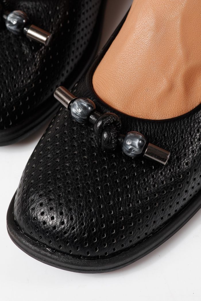 Női balettcipők fekete öko bőrből készült Aeliana #24872