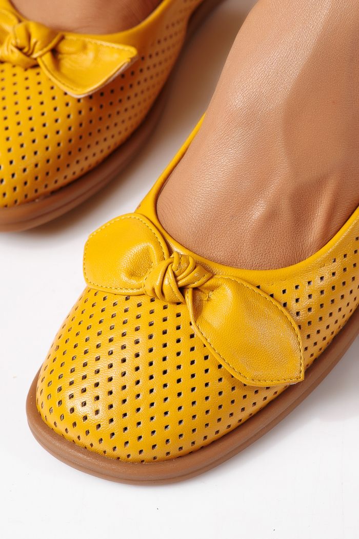 Női balettcipők sárga öko bőrből készült Amaris #24878