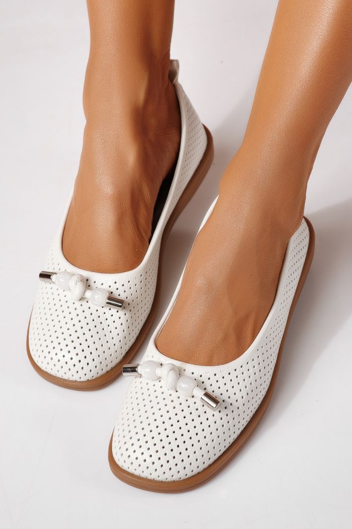 Női balettcipők fehéri öko bőrből készült Aeliana #24873