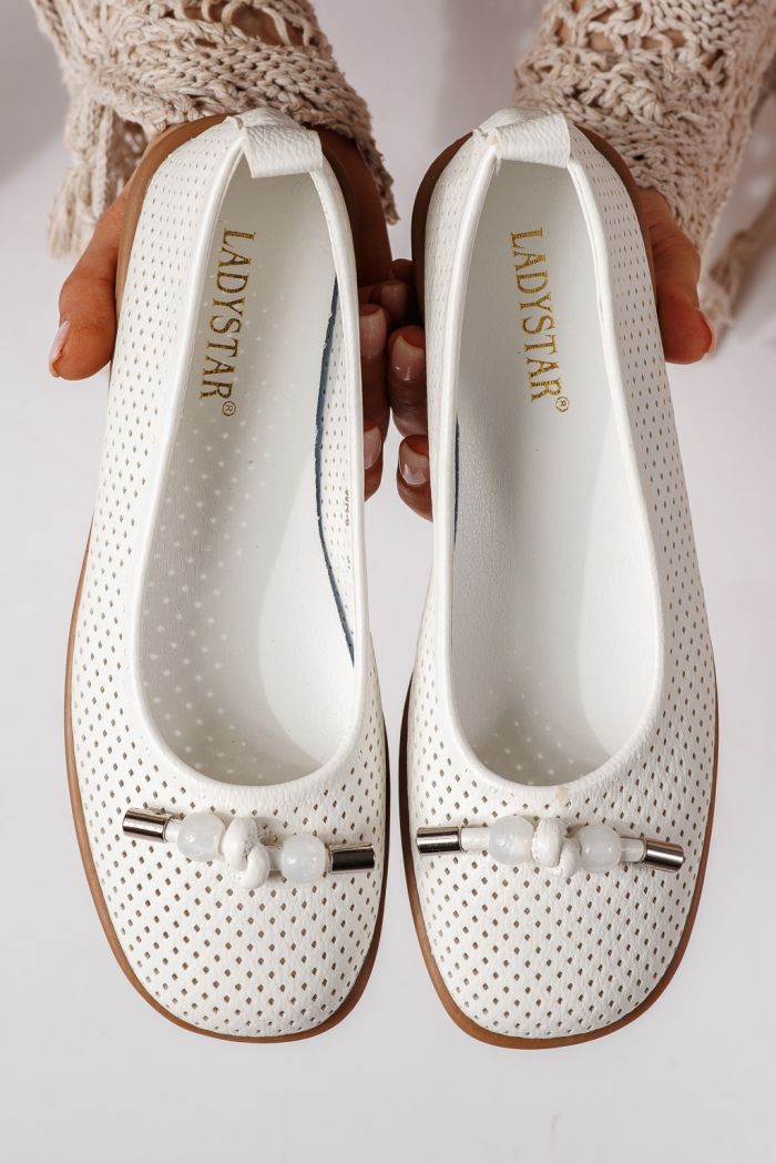 Női balettcipők fehéri öko bőrből készült Aeliana #24873