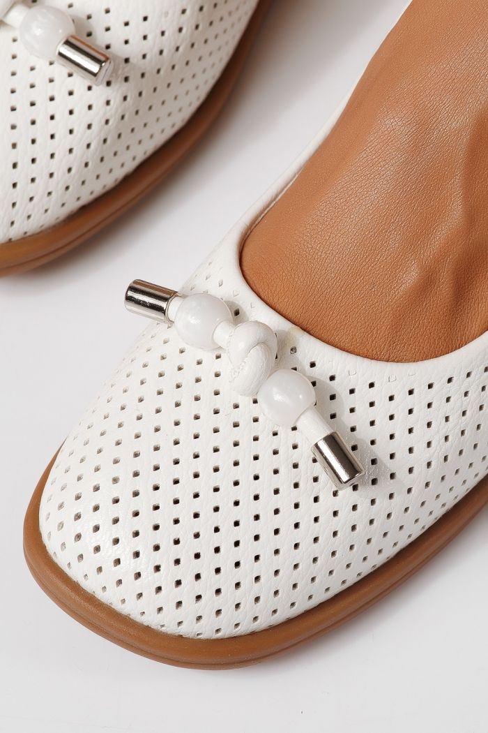 Női balettcipők fehéri öko bőrből készült Aeliana #24873