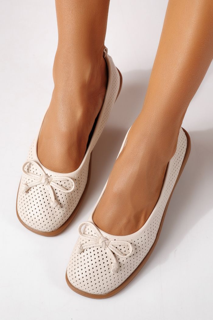 Női balettcipők bézs öko bőrből készült Brielle #24886