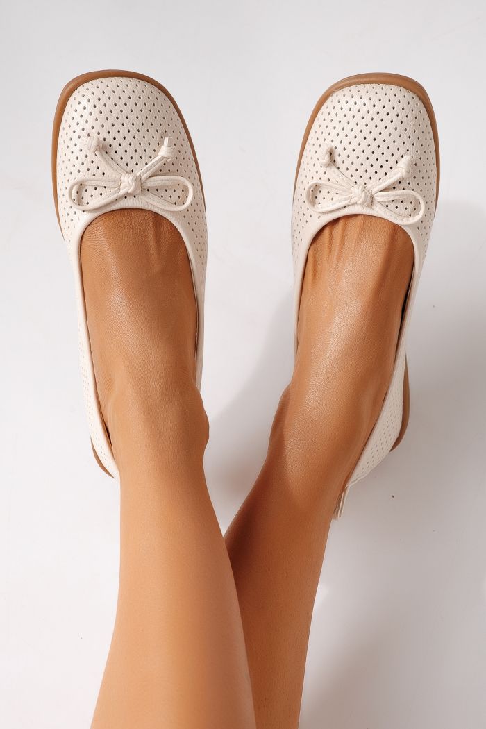 Női balettcipők bézs öko bőrből készült Brielle #24886