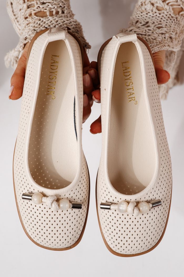 Női balettcipők bézs öko bőrből készült Aeliana #24874