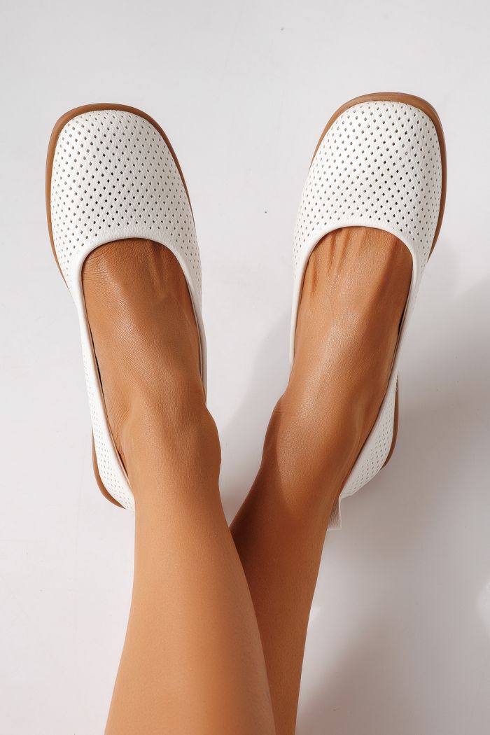 Női balettcipők fehéri öko bőrből készült Amaya #24882