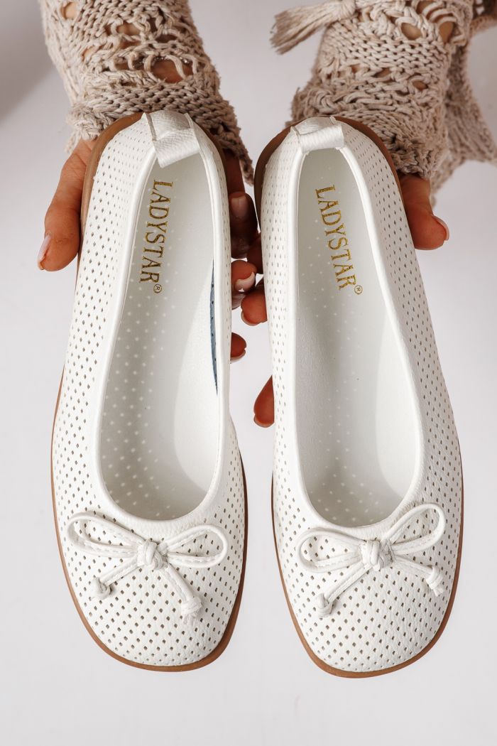 Női balettcipők fehéri öko bőrből készült Brielle #24888