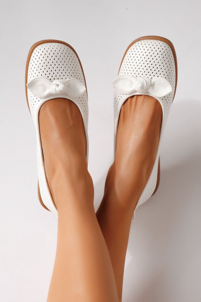 Női balettcipők fehéri öko bőrből készült Amaris #24876