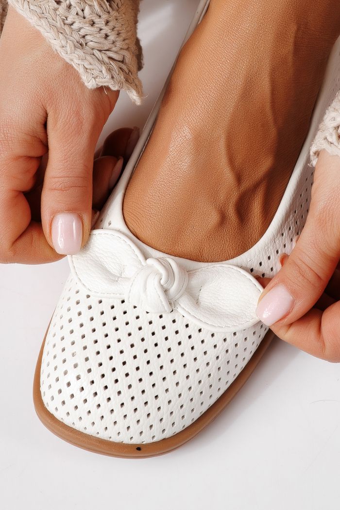 Női balettcipők fehéri öko bőrből készült Amaris #24876