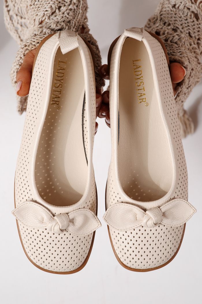 Női balettcipők bézs öko bőrből készült Amaris #24875