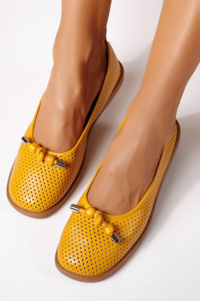 Női balettcipők sárga öko bőrből készült Aeliana #24870