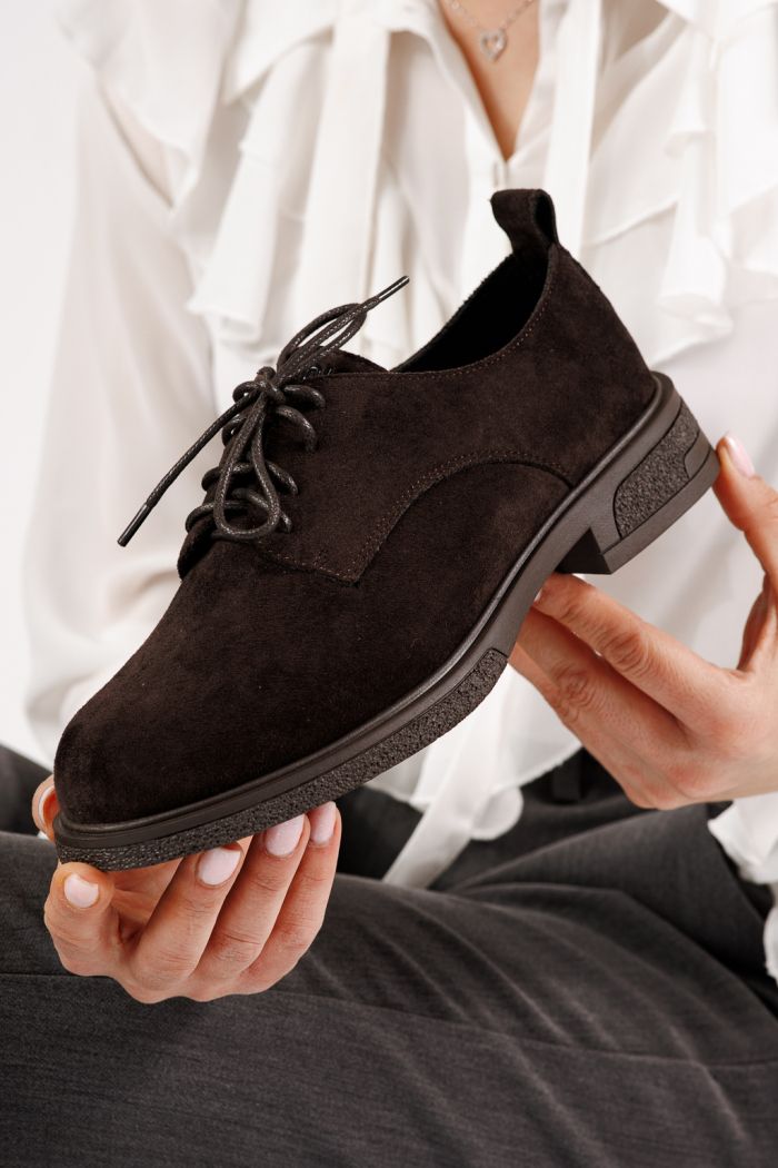 Női alkalmi cipők barna öko velúrból készült Bellamy #24893