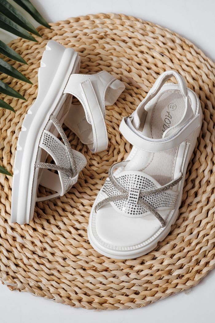 Gyerek szandálok fehére öko bőrből készült Althea  #24952