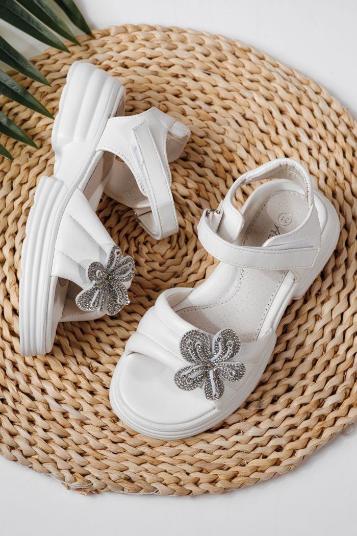 Gyerek szandálok fehéri öko bőrből készült Elara #24915
