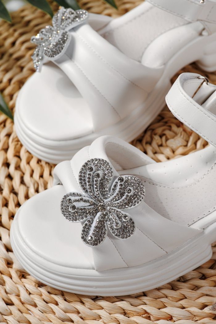 Gyerek szandálok fehéri öko bőrből készült Elara #24915