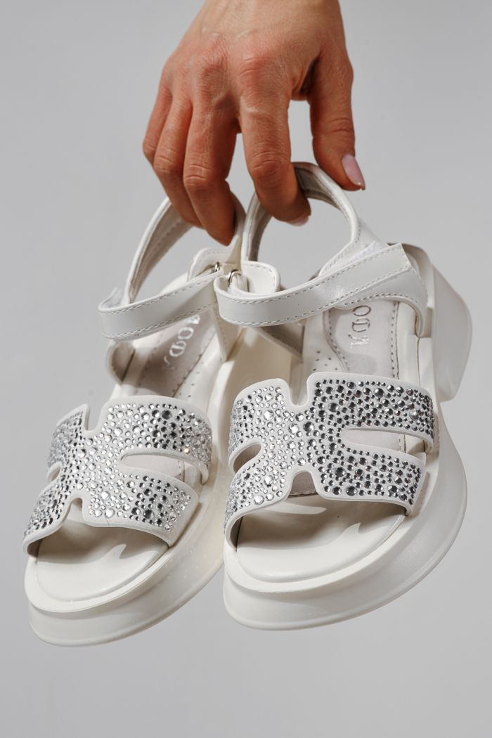 Gyerek szandálok fehére öko bőrből készült Lovia #24956