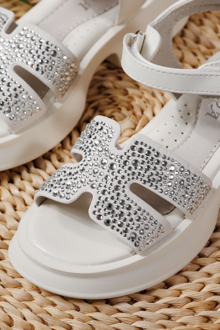 Gyerek szandálok fehére öko bőrből készült Lovia #24956