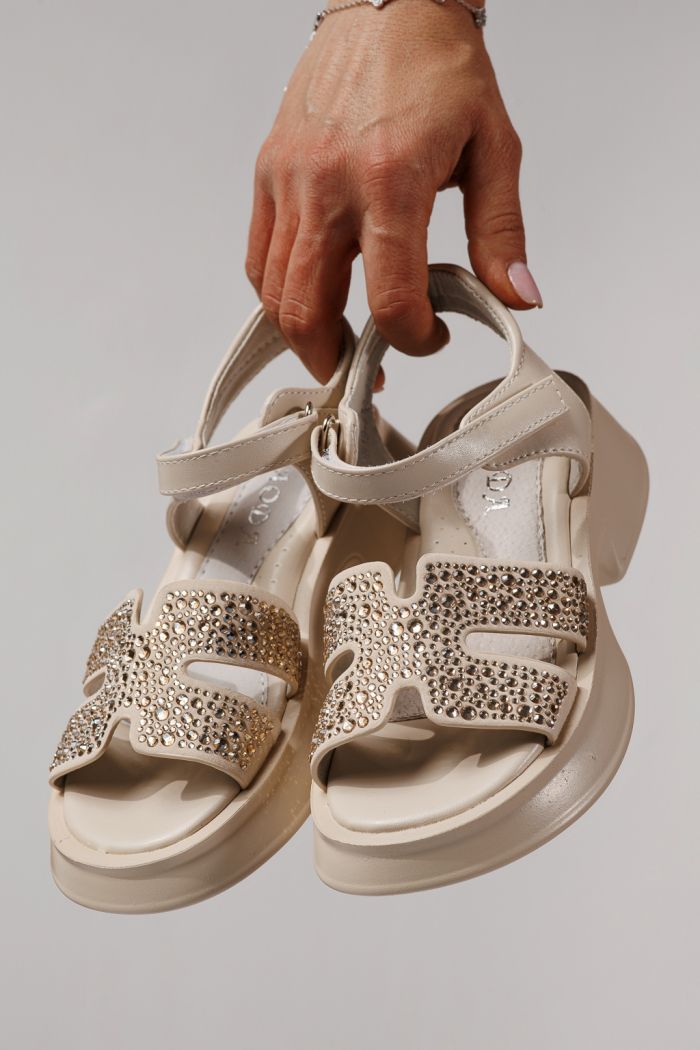 Gyerek szandálok bézs öko bőrből készült Lovia #24958