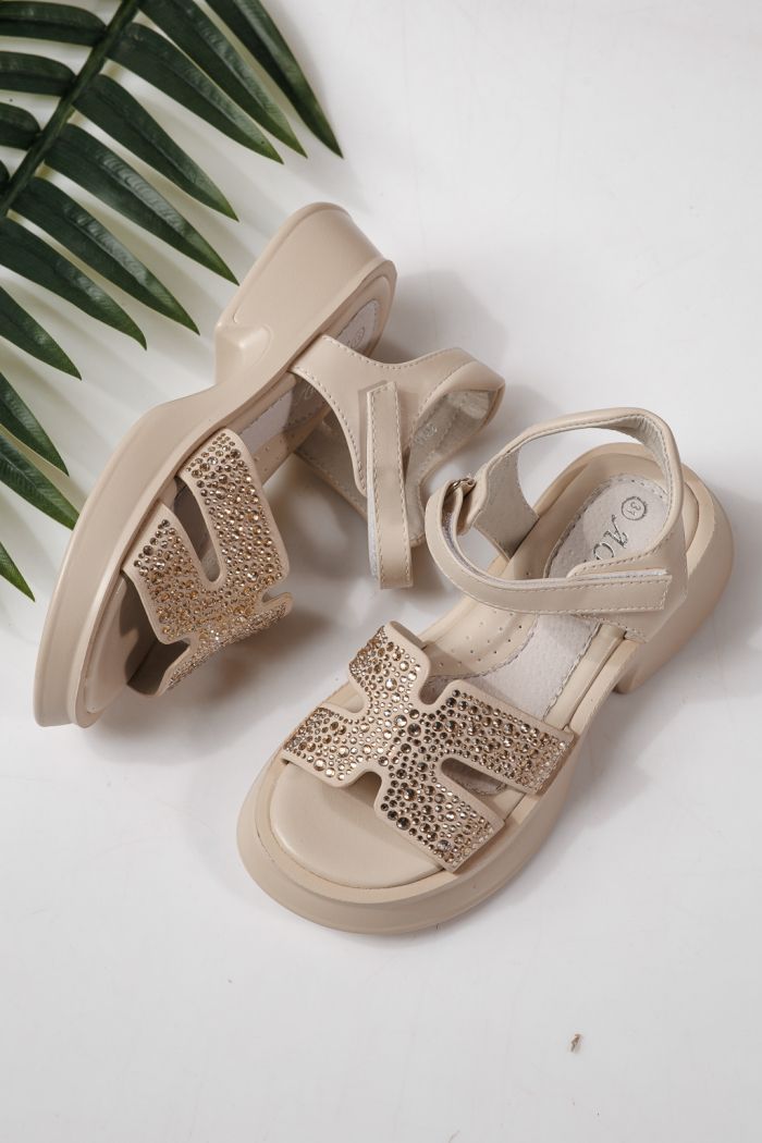 Gyerek szandálok bézs öko bőrből készült Lovia #24958