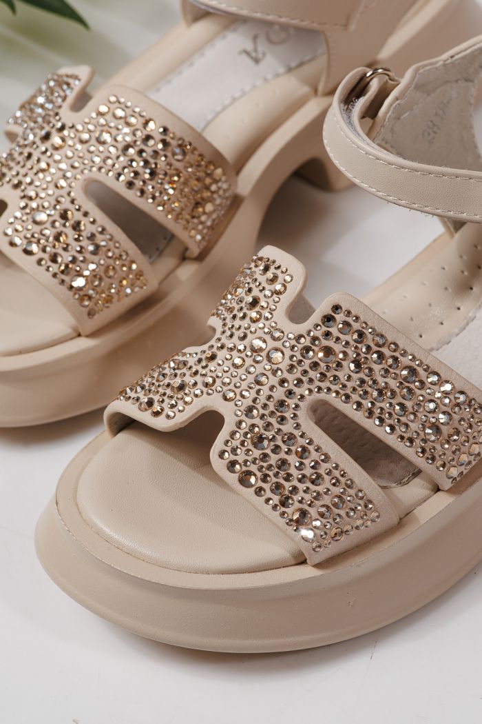 Gyerek szandálok bézs öko bőrből készült Lovia #24958