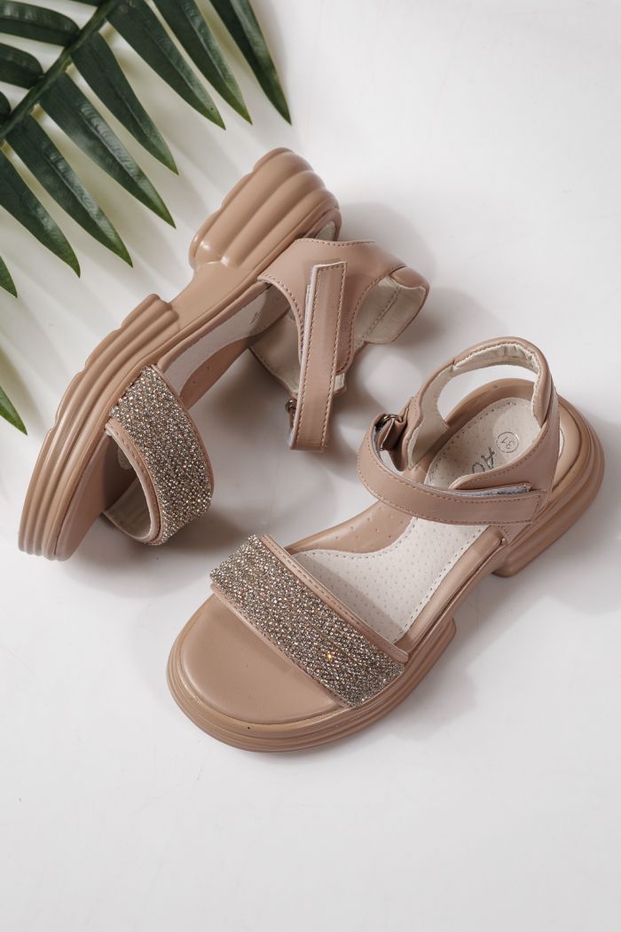 Gyerek szandálok rózsaszín öko bőrből készült Enara #24918