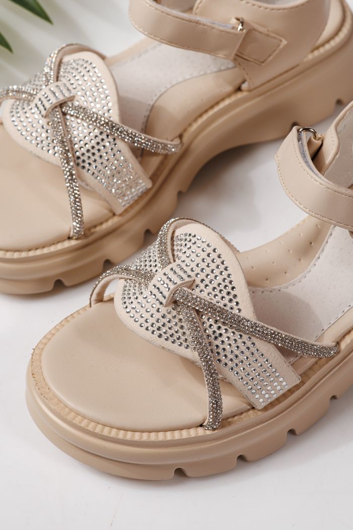 Gyerek szandálok bézs öko bőrből készült Althea  #24953