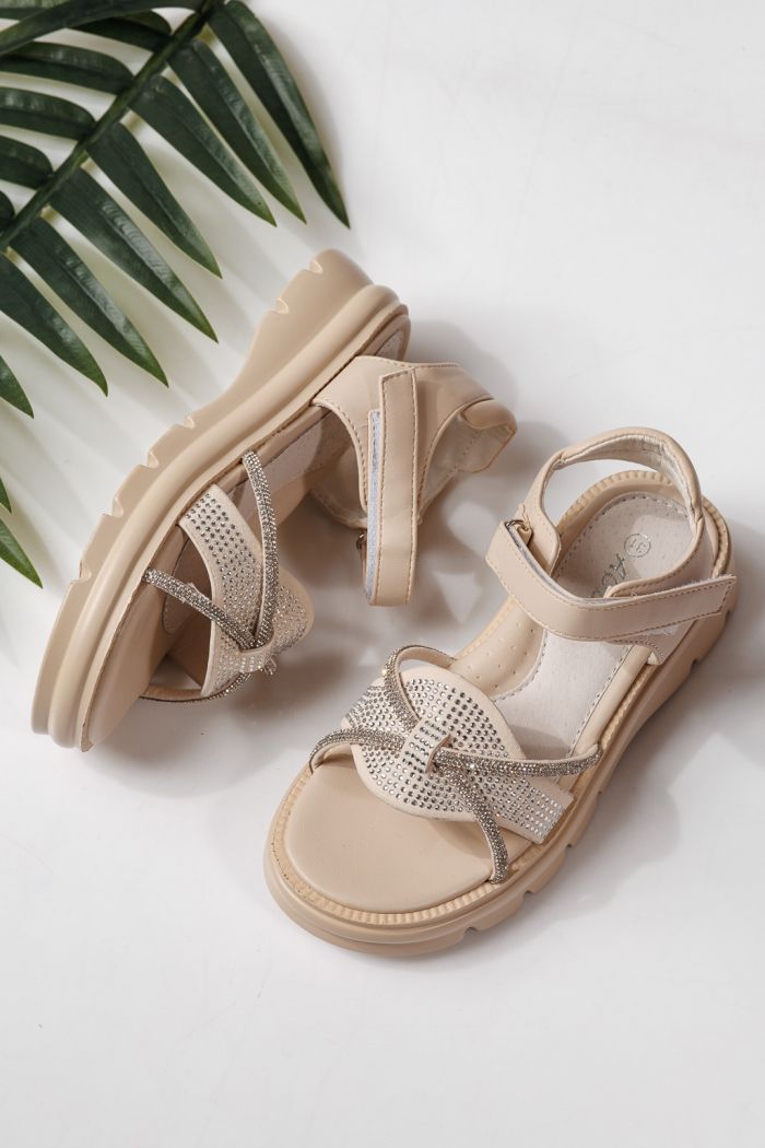 Gyerek szandálok bézs öko bőrből készült Althea  #24953