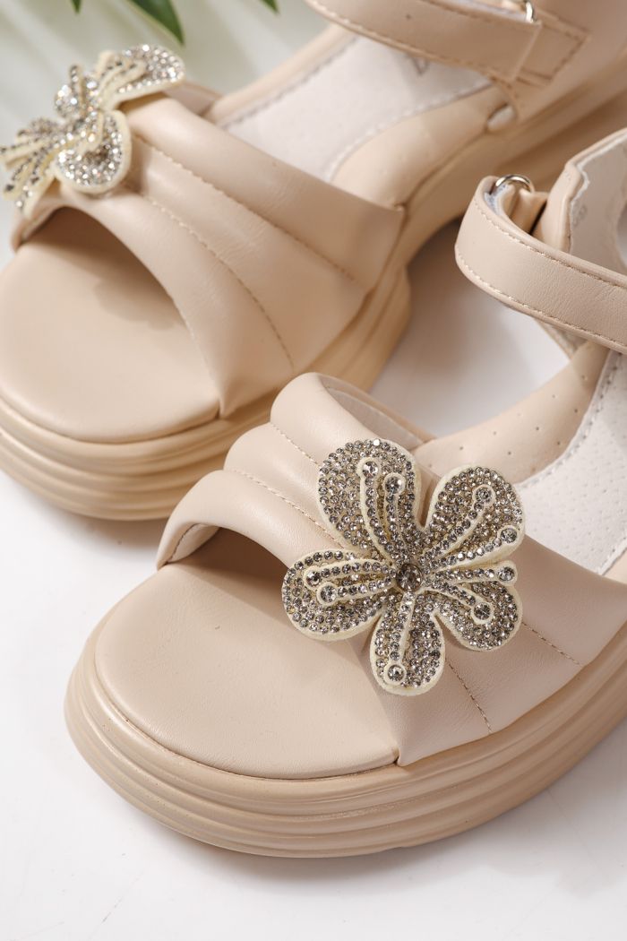 Gyerek szandálok bézs öko bőrből készült Elara #24913