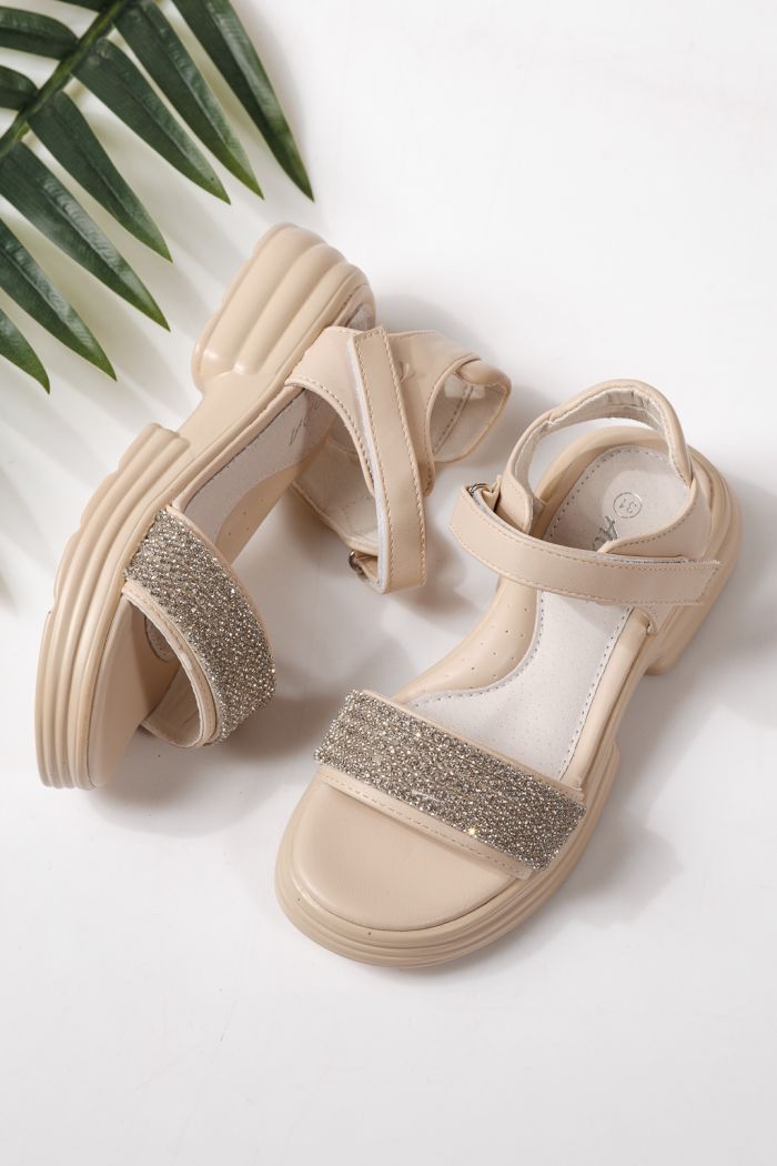 Gyerek szandálok bézs öko bőrből készült Enara #24917