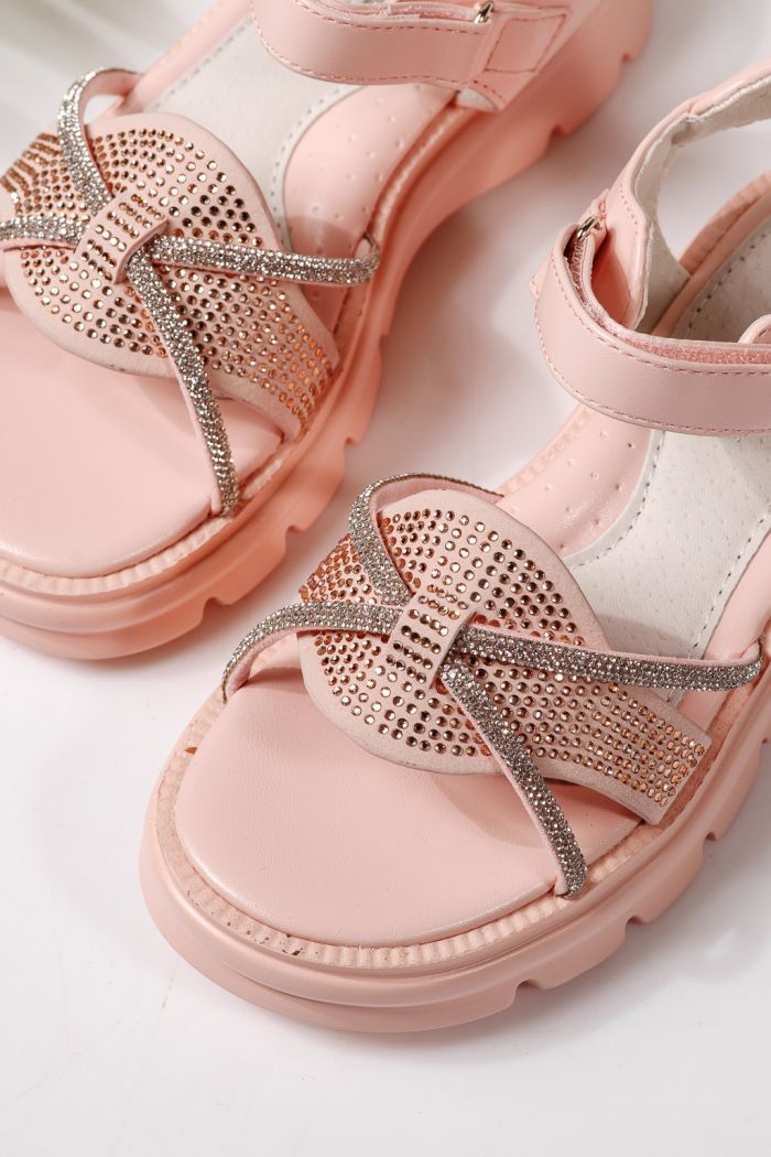 Gyerek szandálok rózsaszín öko bőrből készült Althea  #24954