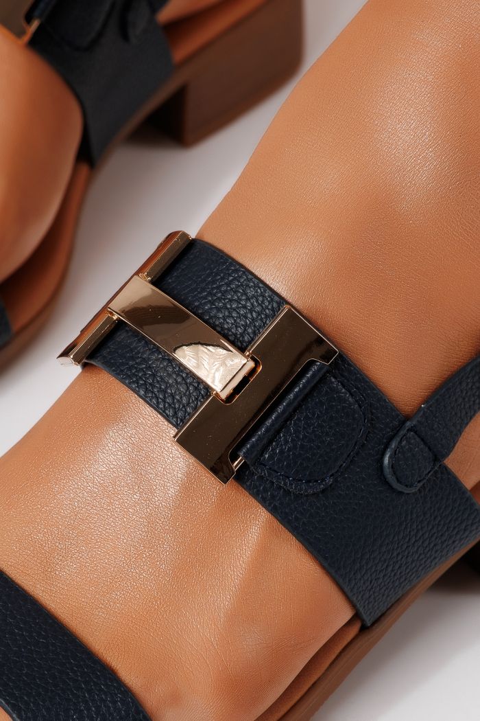 Női magas sarkú szandálok kék öko bőrből készült Harper #24967