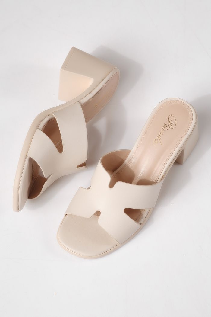 Női magas sarkú papucs fehér öko bőrből készült Niki #24979