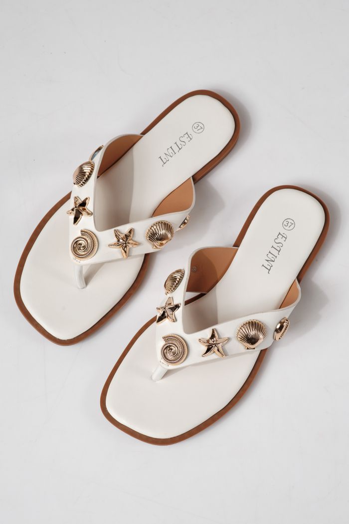 Női papucsok fehéri öko bőrből készült Zelia #24800