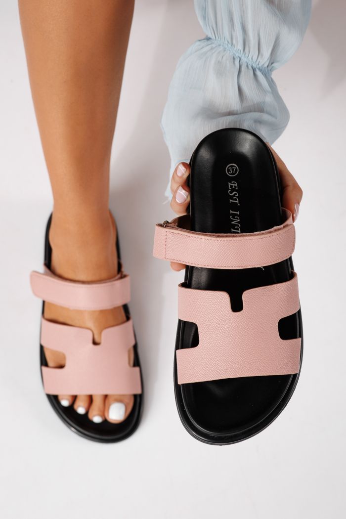 Női papucsok rózsaszín öko bőrből készült Yarina #24798