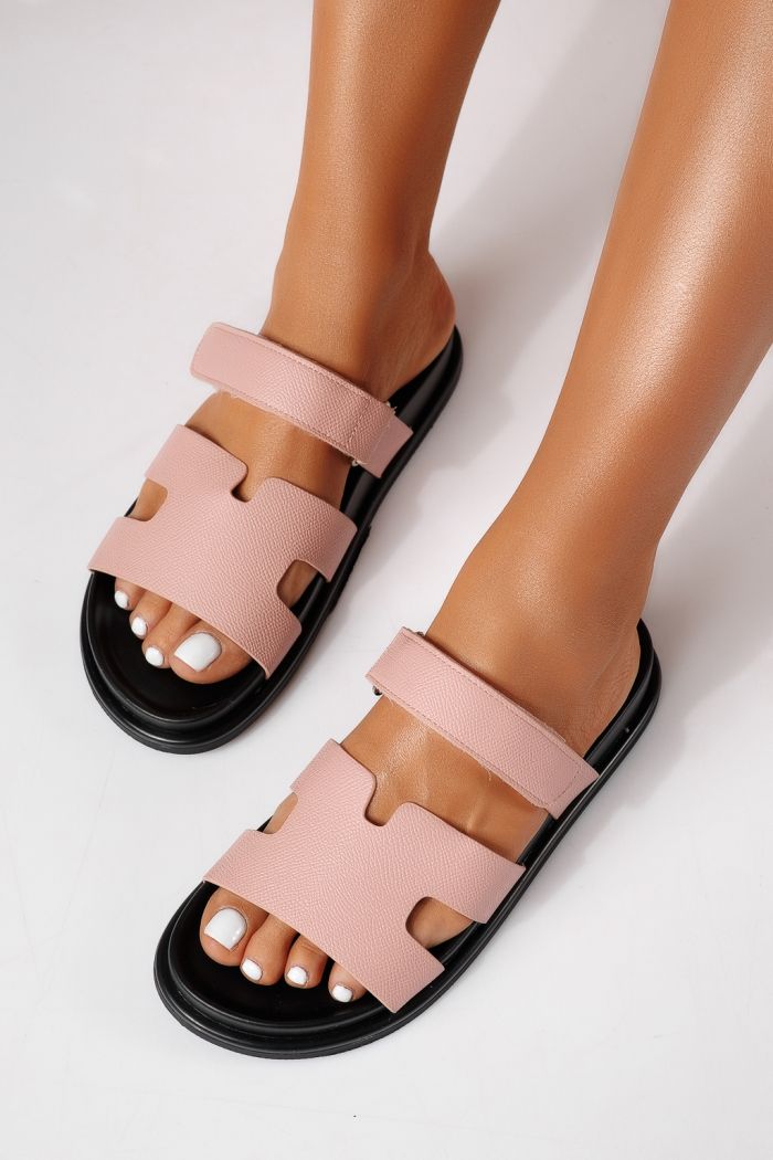 Női papucsok rózsaszín öko bőrből készült Yarina #24798