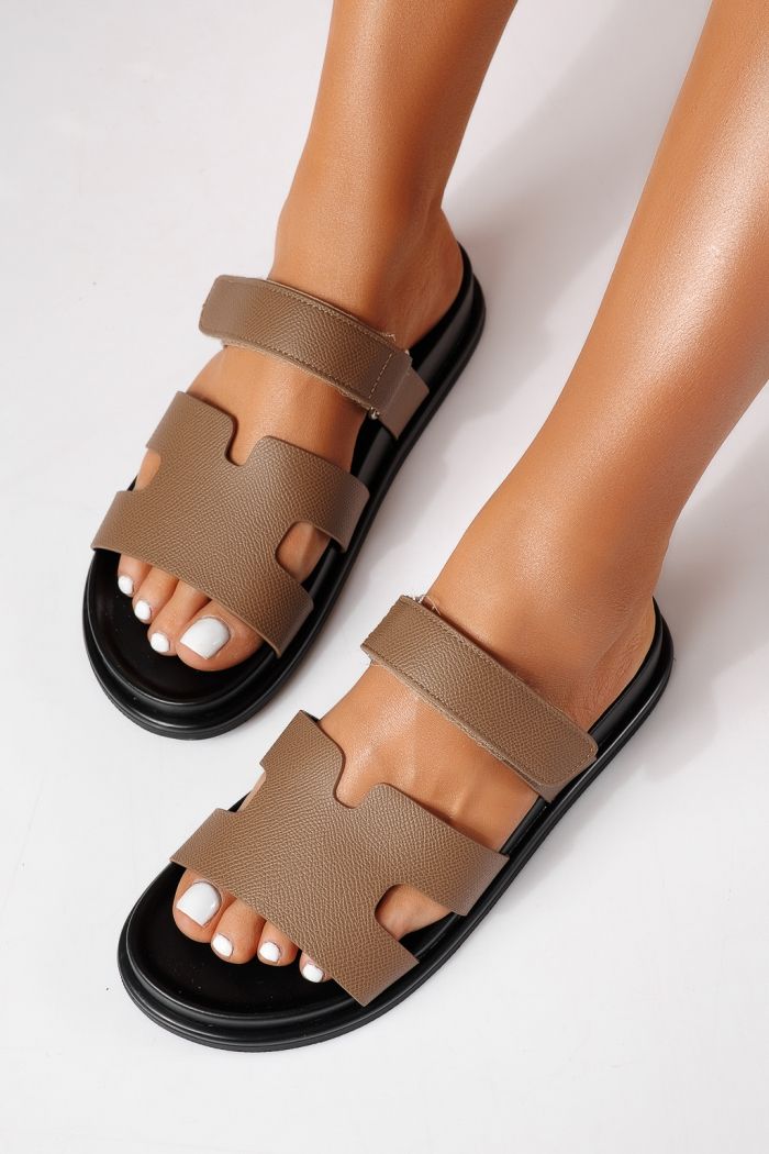 Női papucsok szürke öko bőrből készült Yarina #24795