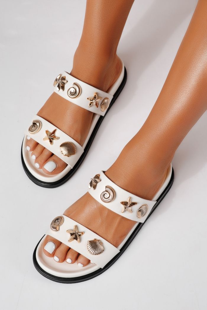 Női papucsok fehéri öko bőrből készült Tiana #24794