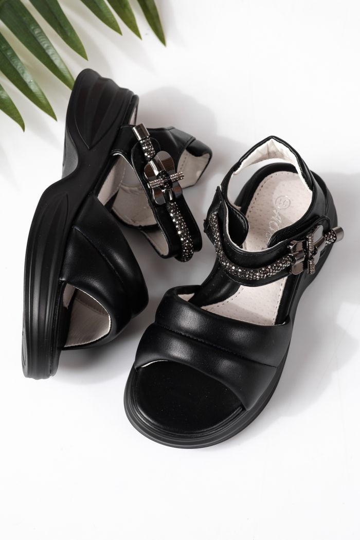 Gyerek szandálok fekete öko bőrből készült Flori #24948