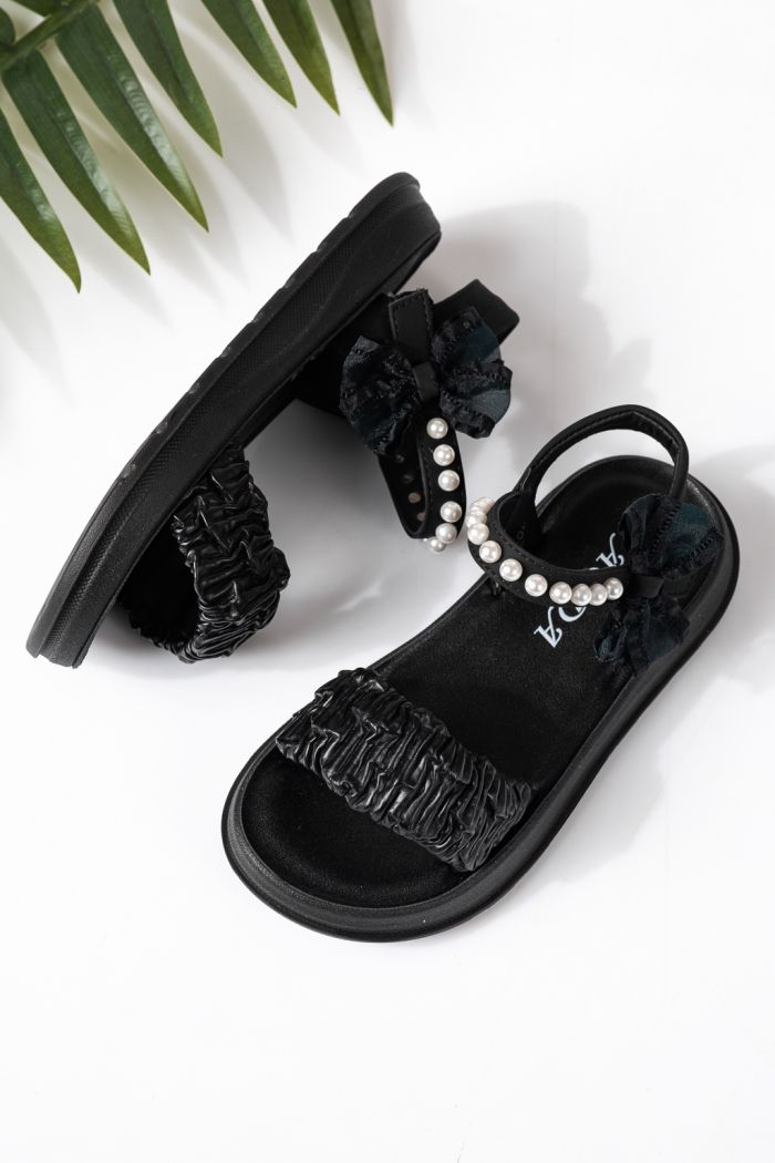 Gyerek szandálok fekete öko bőrből készült Harper #24962