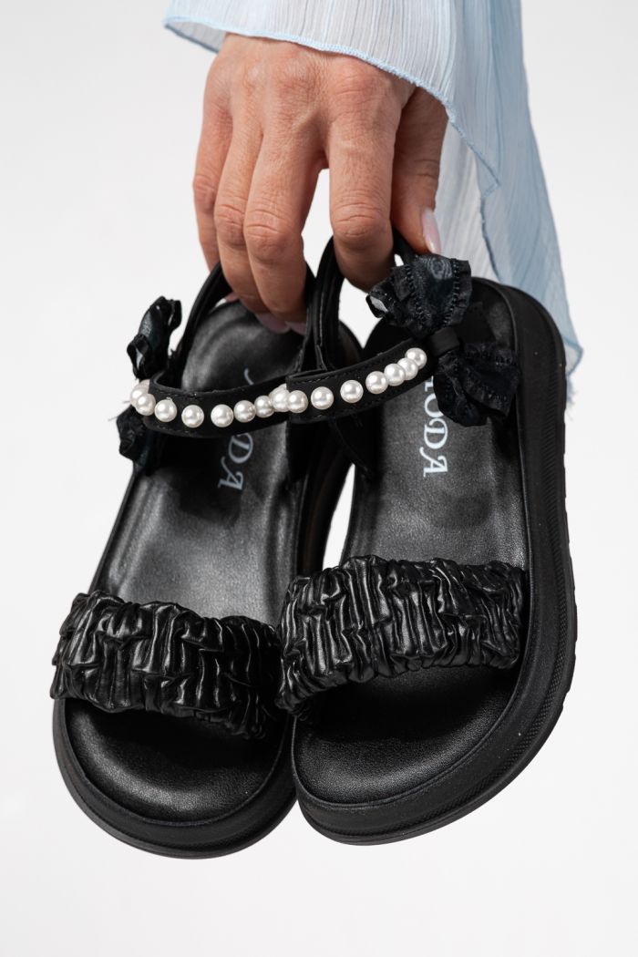 Gyerek szandálok fekete öko bőrből készült Harper #24962