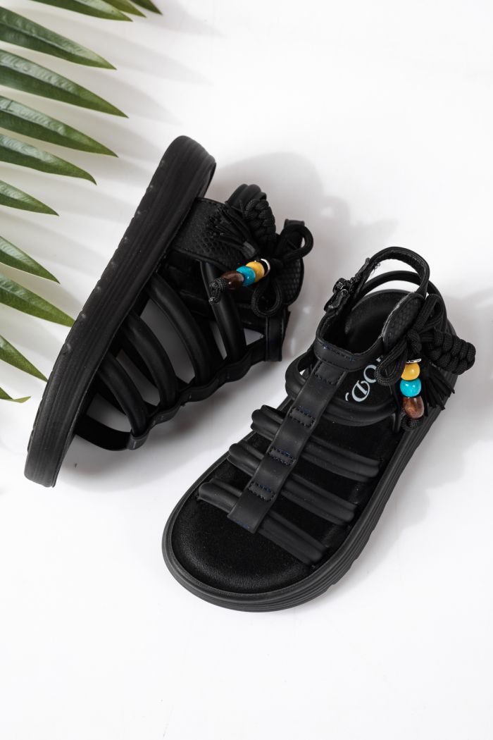 Gyerek szandálok fekete öko bőrből készült Madison #24923