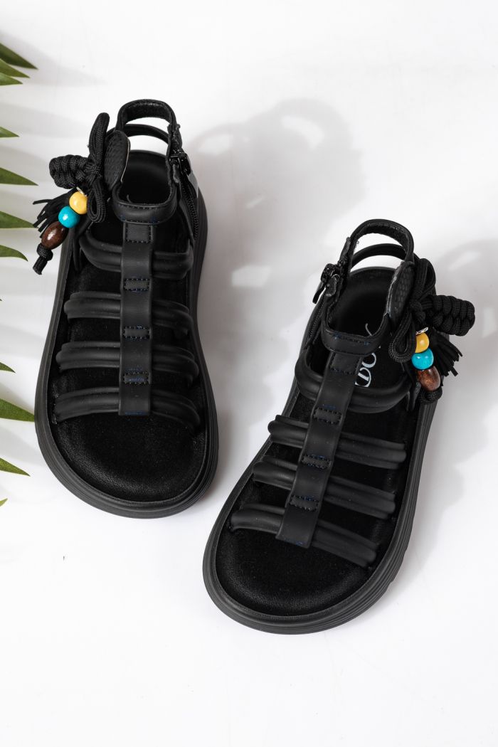 Gyerek szandálok fekete öko bőrből készült Madison #24923