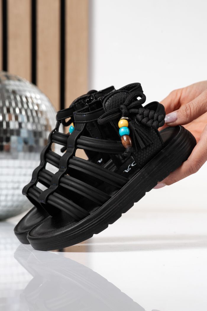 Gyerek szandálok fekete öko bőrből készült Madison #24923